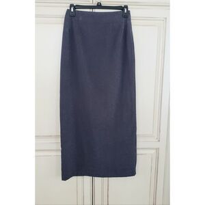 Vtg Bentley Maxi Skirt Straight Dark Gray Floral Vines Leaf Slit 4 Charcoal 90s